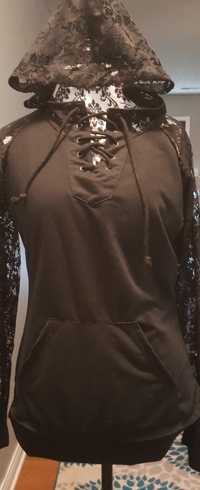 Black with lace, hoodie